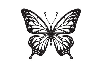 A clean black outline of a butterfly 8.eps