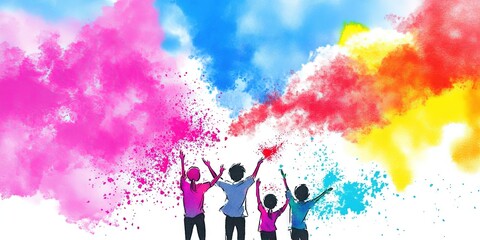 Naklejka premium manga people celebrating holi