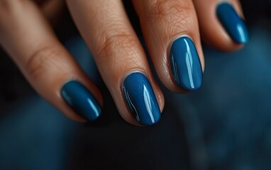 Closeup of hand. Blue male nail polish. LGBTQ community. Neutral gender grooming, nail care beauty, self expression, manicure, grooming, fashion forward trend, inclusive self care, confidence concept