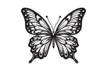 A clean black outline of a butterfly 14.eps