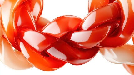 Abstract glossy intertwined shape resembling a braid or knot. Ideal for backgrounds, logos, or design elements representing connection, fluidity, and elegance.