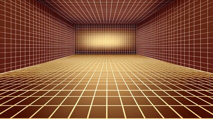 Abstract Brown Tile Room Grid Pattern Design