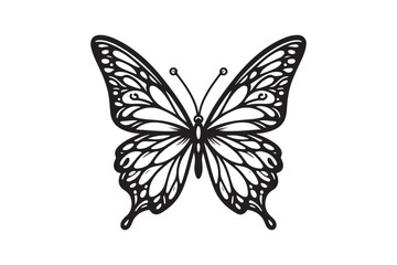 A clean black outline of a butterfly 18.eps