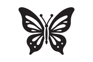 A clean black outline of a butterfly 20.eps