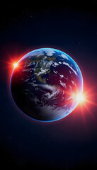 Fototapeta premium Earth and sun, colorful, with white tones