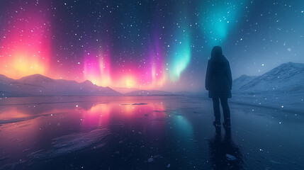 Fototapeta premium Beautiful and colorful Northern Lights
