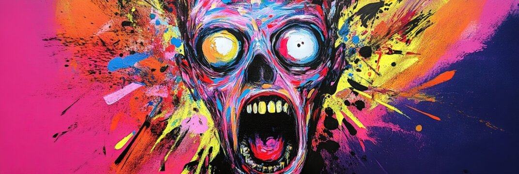 crackhead and drug addict concept - gonzo and psychedelic style face