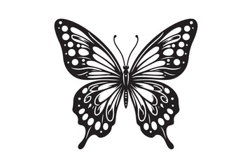 A clean black outline of a butterfly 33.eps