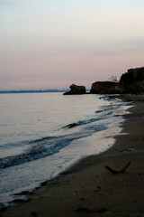 The sea, the horizon is visible. Warm weather, a breeze at sea.