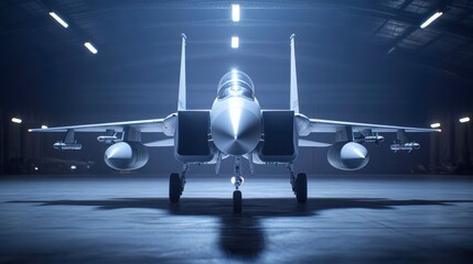 Fototapeta premium Detailed Jet Maneuvering in Airport Hangar Setting