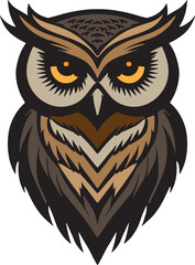 Silhouette black and white owl vector image of a wise owl with large illustration logo design