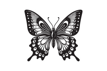 A clean black outline of a butterfly 37.eps