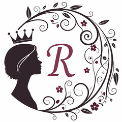 Letter R beauty queen logo icon design abstract vector template.
