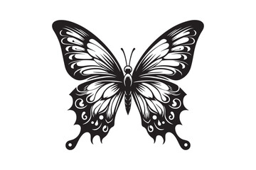 A clean black outline of a butterfly 39.eps