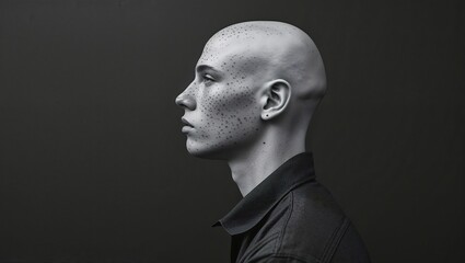 Monochrome Portrait: Bald Man in Profile 