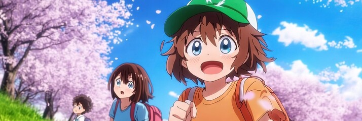 Fototapeta premium anime spring break and summer vacation