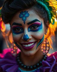 Carnival mood pictures. Cheerful people in carnival costumes, carnival makeup and carnival hairstyles.