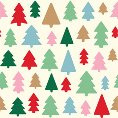 Christmas minimal geometric seamless pattern of fir trees for background, fabric, textile, wrapping, surface, web and print design. Laconic Christmas geometric vector rapport. New Year trees.