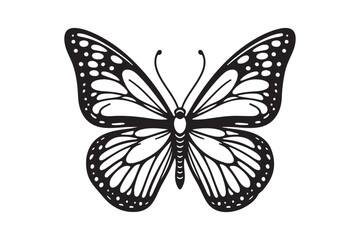 A clean black outline of a butterfly 52.eps