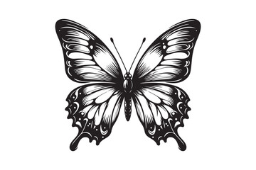 A clean black outline of a butterfly 55.eps