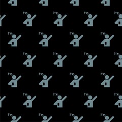 Man taking shower icon seamless pattern isolated on black background