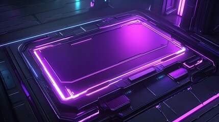 Obraz premium Futuristic Purple Neon Panel Sci Fi Technology Interface