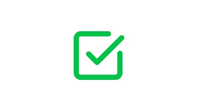 Check mark symbol Animation. approved tick mark icon, success. Animation of Check Mark. Check mark symbol, isolated on transparent background with alpha channel.