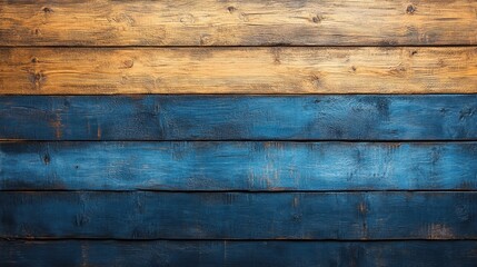 Naklejka premium Captivating wooden texture showcasing vivid blue and warm brown tones in a rustic wall design. Generative AI