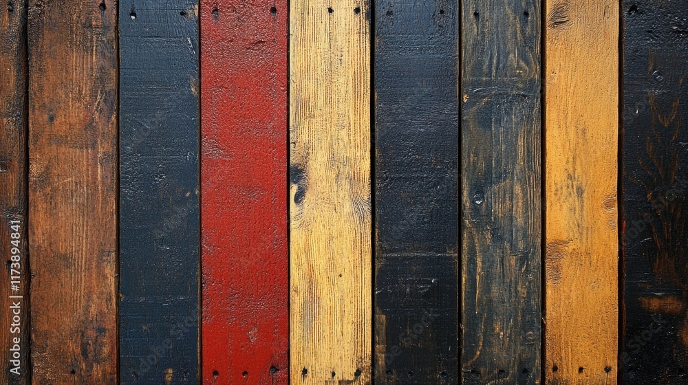 Poster mysterious patterns of weathered wooden planks create a captivating tapestry of color and texture in