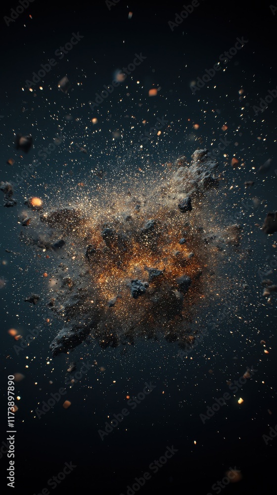 Poster dynamic galaxy explosion with shimmering particles outer space digital art cosmic environment abstra