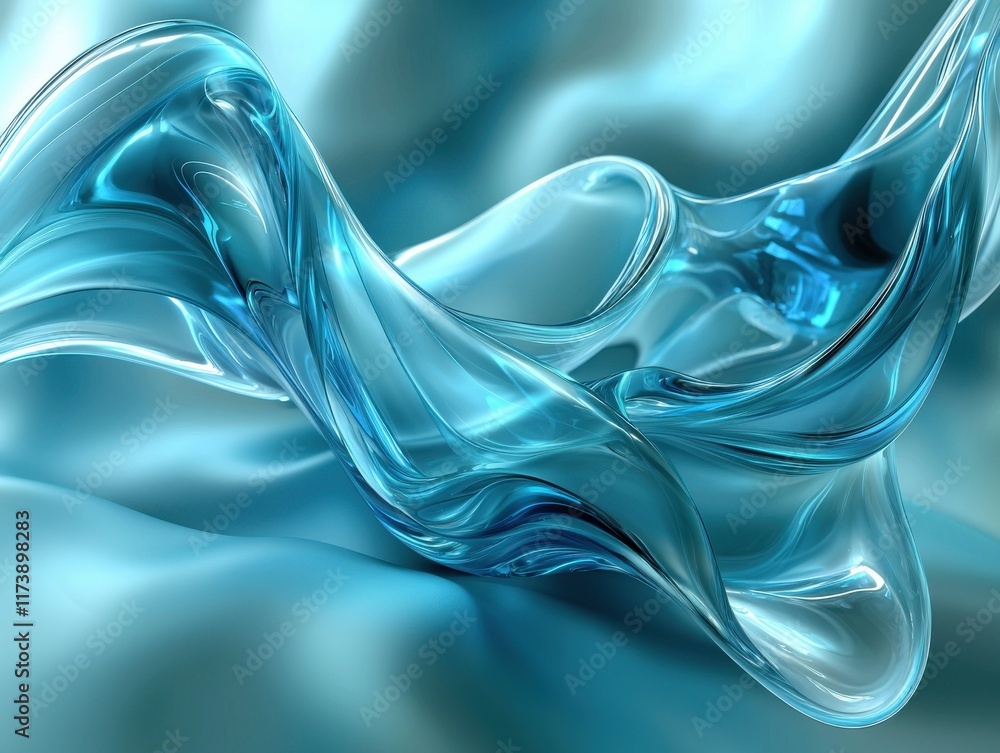 Poster flowing fins design in hyperrealistic style abstract art installation fluid environment close-up per