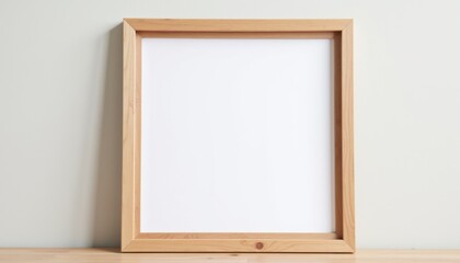 Wooden frame with thin white mat, placed against light background, no people, photorealistic details