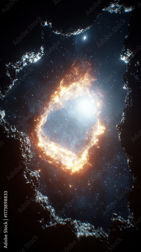 Poster stunning galaxy view from spaceship window outer space digital art cosmic environment dramatic persp