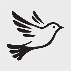 Bird Silhouette in Flight with Simple Lines Vector Illustration