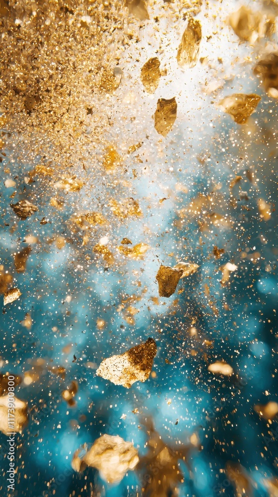 Poster dynamic particles in a shimmering galaxy view underwater environment abstract content ethereal persp