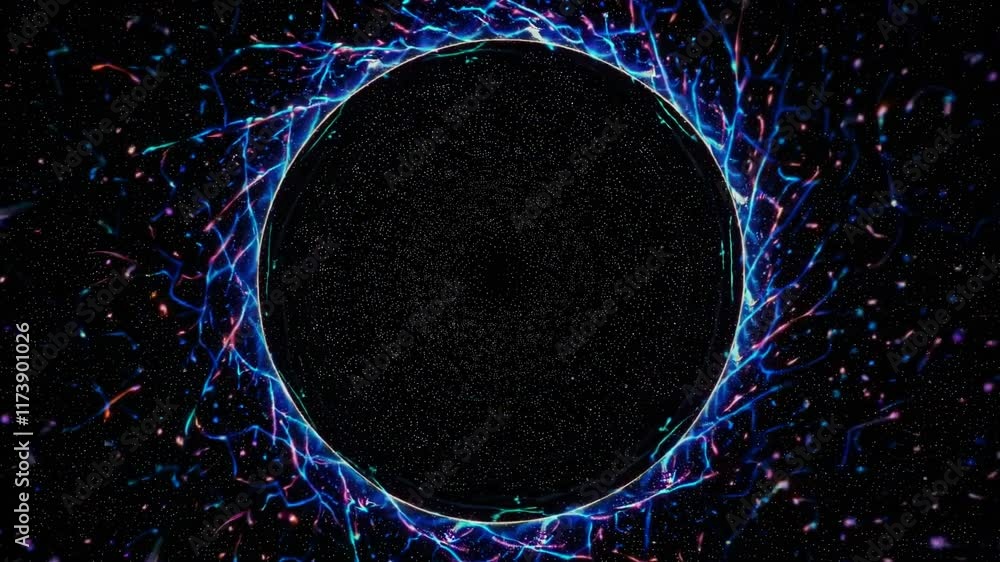 Poster exploring the mysteries of space with vibrant energy and cosmic patterns in a stunning visual displa