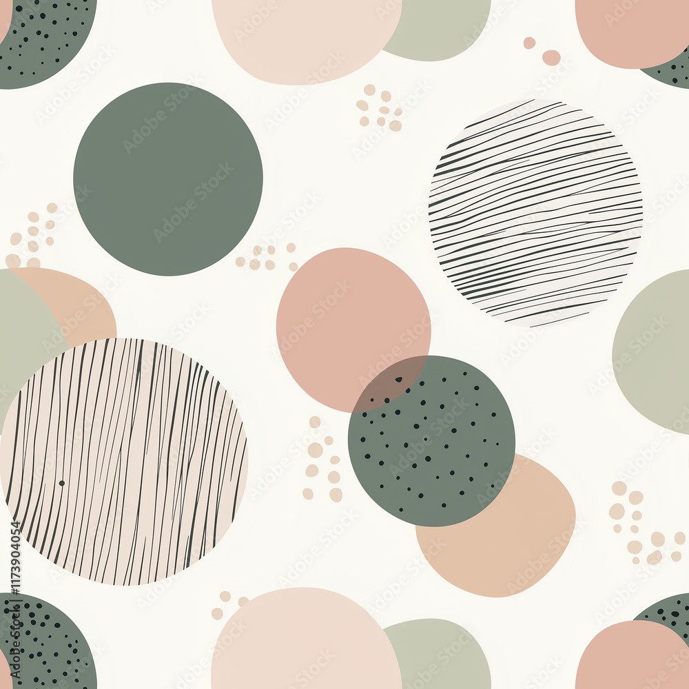 Poster clean scandinavian geometrics seamless pattern design featuring soft circles and textures for modern