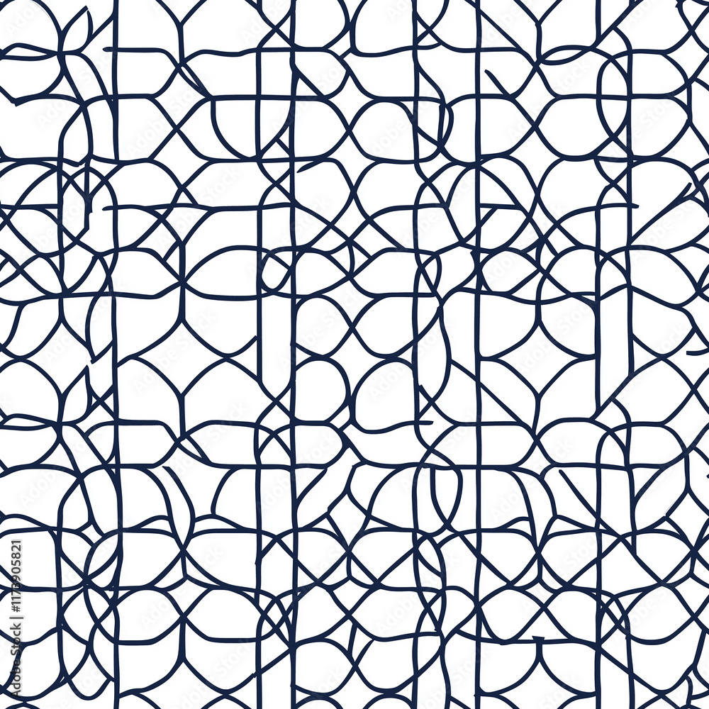 Aufkleber intricate geometric pattern in dark blue on a white background, featuring overlapping circles and li