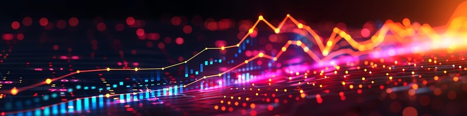 Wealth accumulation chart with bright hues and sharp lines, showing financial growth, side perspective.