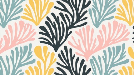 Colorful Coral Pattern Design with Organic Shapes and Textures for Decorative and Artistic Use