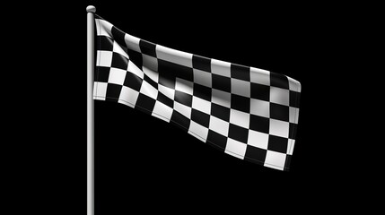 Checkered flag waving proudly at the finish line in a thrilling race event. Generative AI