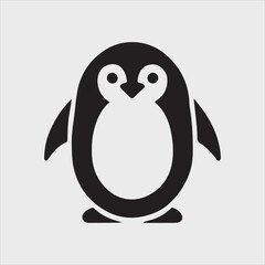 Minimal Penguin Silhouette Standing Upright with Slightly Spread Flippers Vector Illustration