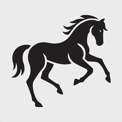 Silhouette of a Running Horse with Bent Legs and Simple Outline Vector Illustration
