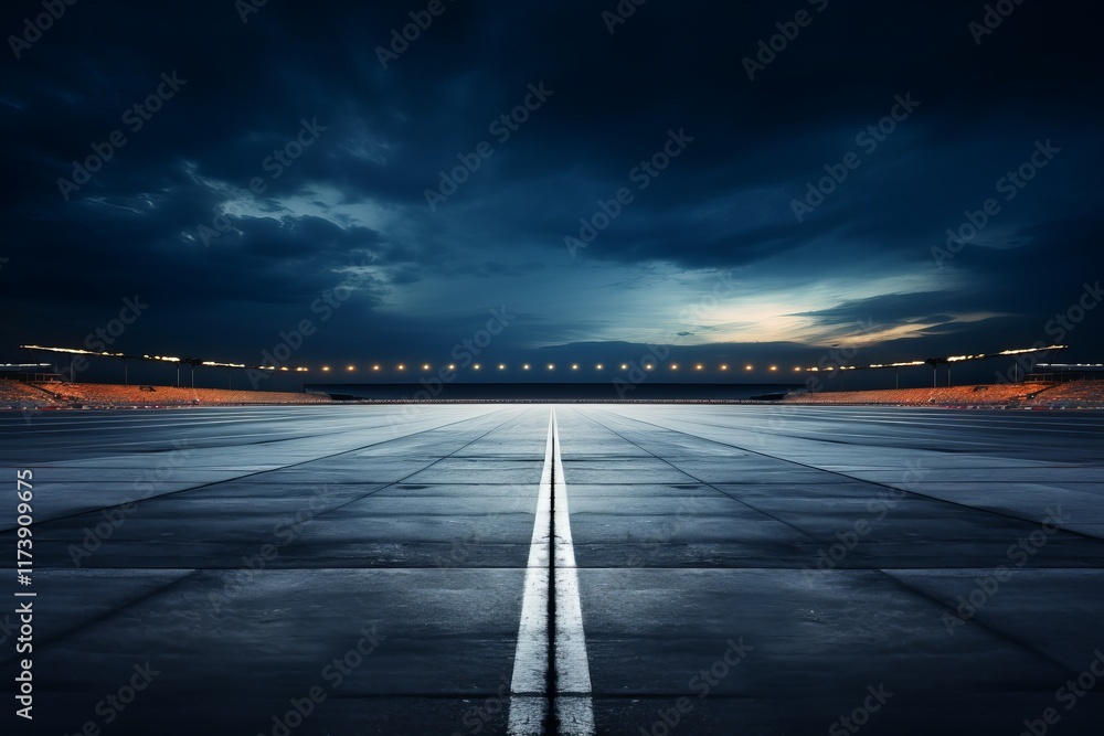 Aufkleber moody twilight over an empty airstrip inviting adventure and exploration. generative ai