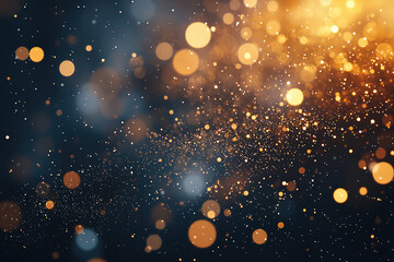 Dark background with golden and red glowing Christmas garland lights 