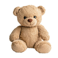 Obraz premium beige teddy bear front view isolated on a white background