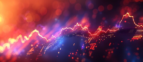 Wealth trend graph with bright, contrasting hues and dynamic lines, illustrating financial growth.