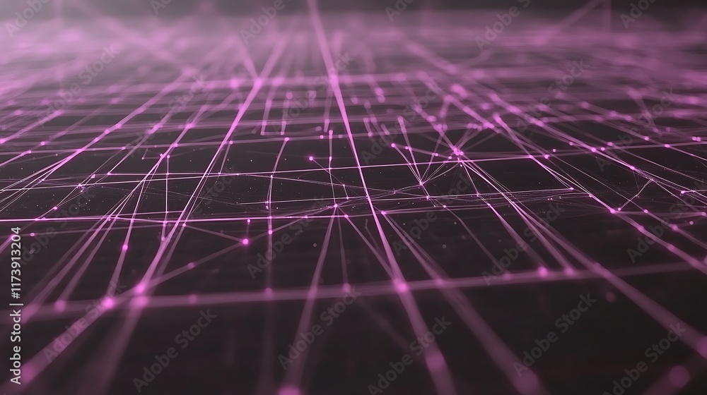 Poster pink abstract network lines and nodes