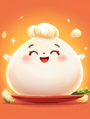 Cheerful bao character design in a fun digital atmosphere
