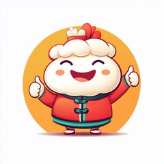 Cute cartoon logo design of chinese steamed bun playful style bright colors fun concept